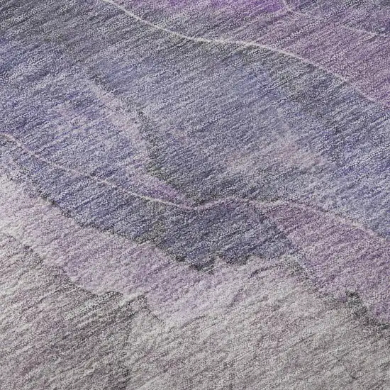 Purple Ivory And Gray Floral Washable Area Rug With UV Protection Photo 9