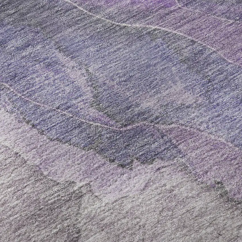Purple Ivory And Gray Floral Washable Area Rug With UV Protection Photo 9