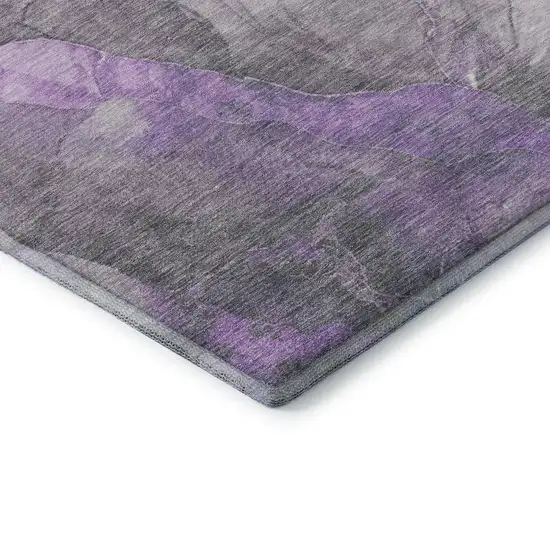 Purple Ivory And Gray Floral Washable Area Rug With UV Protection Photo 7