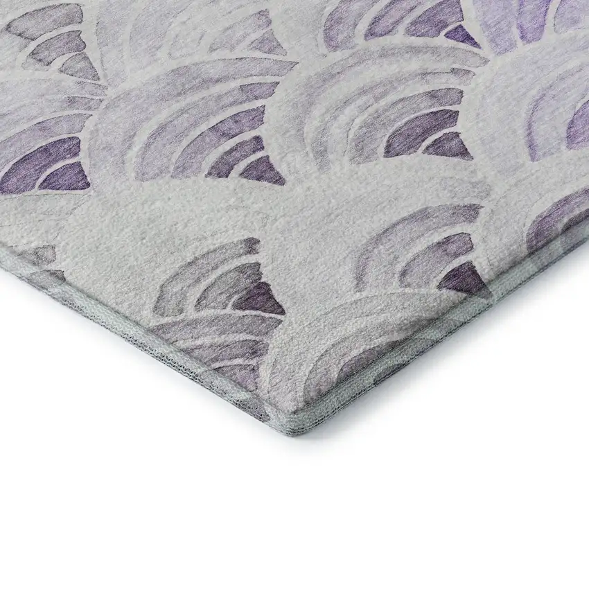 Purple Ivory And Gray Geometric Washable Area Rug With UV Protection Photo 8
