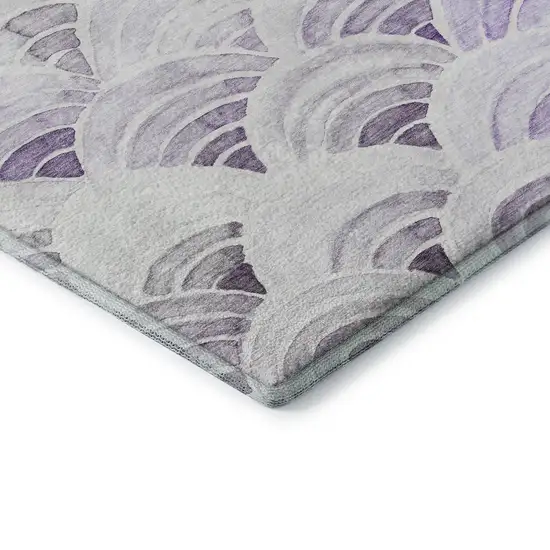 Purple Ivory And Gray Geometric Washable Area Rug With UV Protection Photo 8