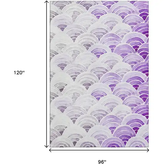 Purple Ivory And Gray Geometric Washable Area Rug With UV Protection Photo 3