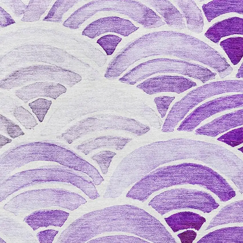 Purple Ivory And Gray Geometric Washable Area Rug With UV Protection Photo 3