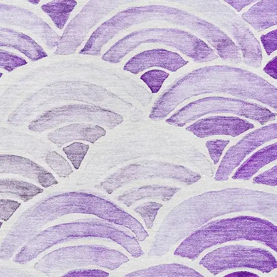 Purple Ivory And Gray Geometric Washable Area Rug With UV Protection Photo 3
