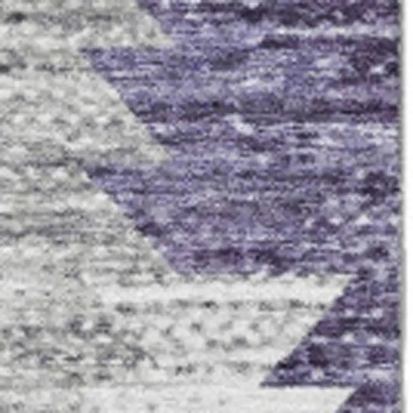 Purple Ivory And Gray Geometric Washable Area Rug With UV Protection Photo 3