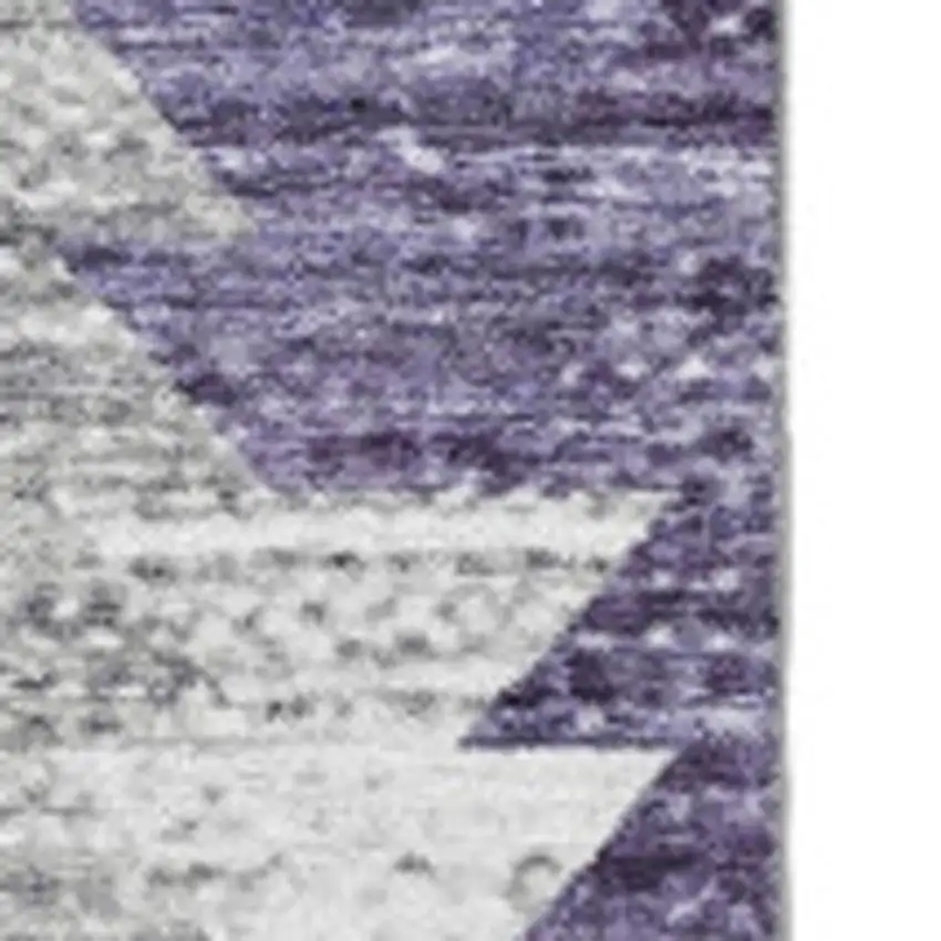 Purple Ivory And Gray Geometric Washable Area Rug With UV Protection Photo 3