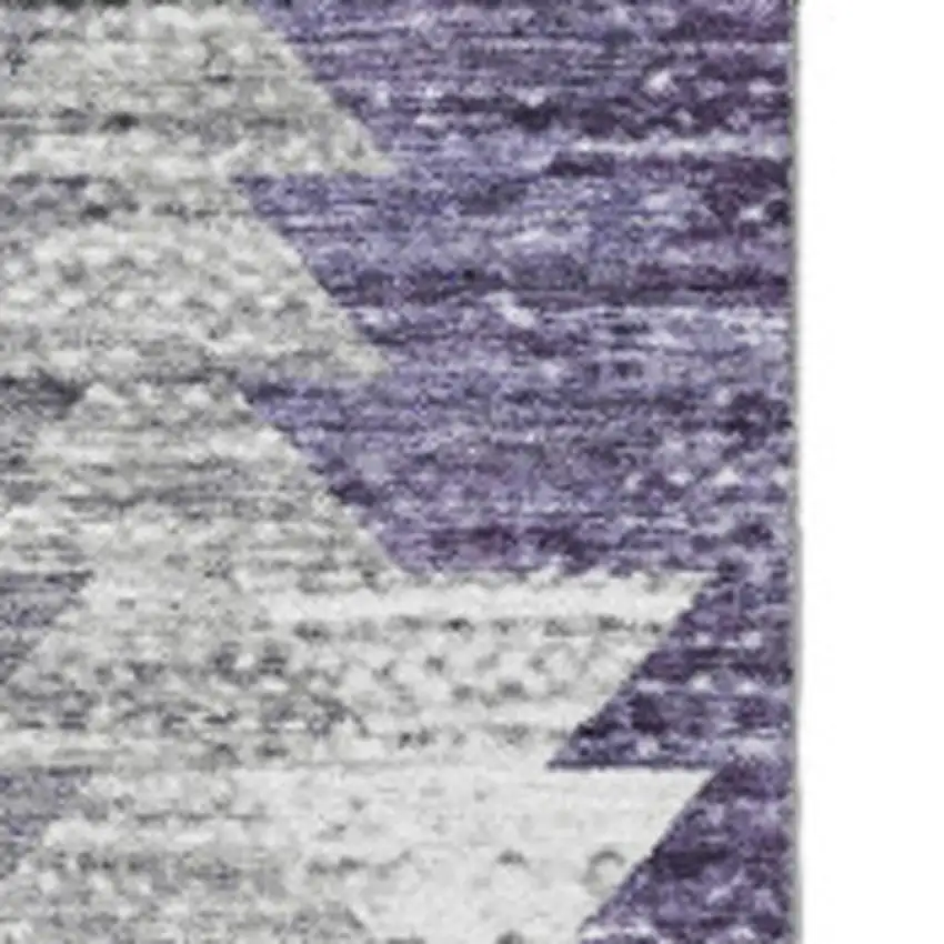 Purple Ivory And Gray Geometric Washable Area Rug With UV Protection Photo 4