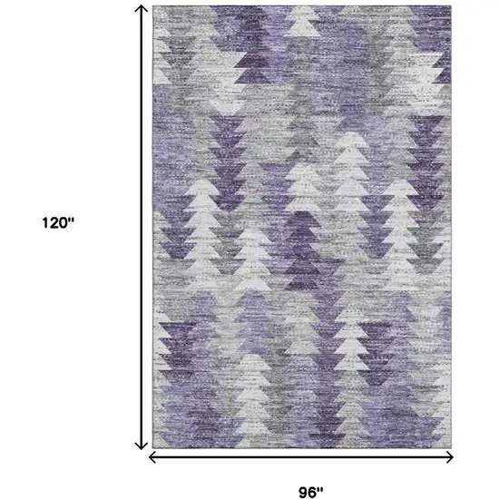 Purple Ivory And Gray Geometric Washable Area Rug With UV Protection Photo 3