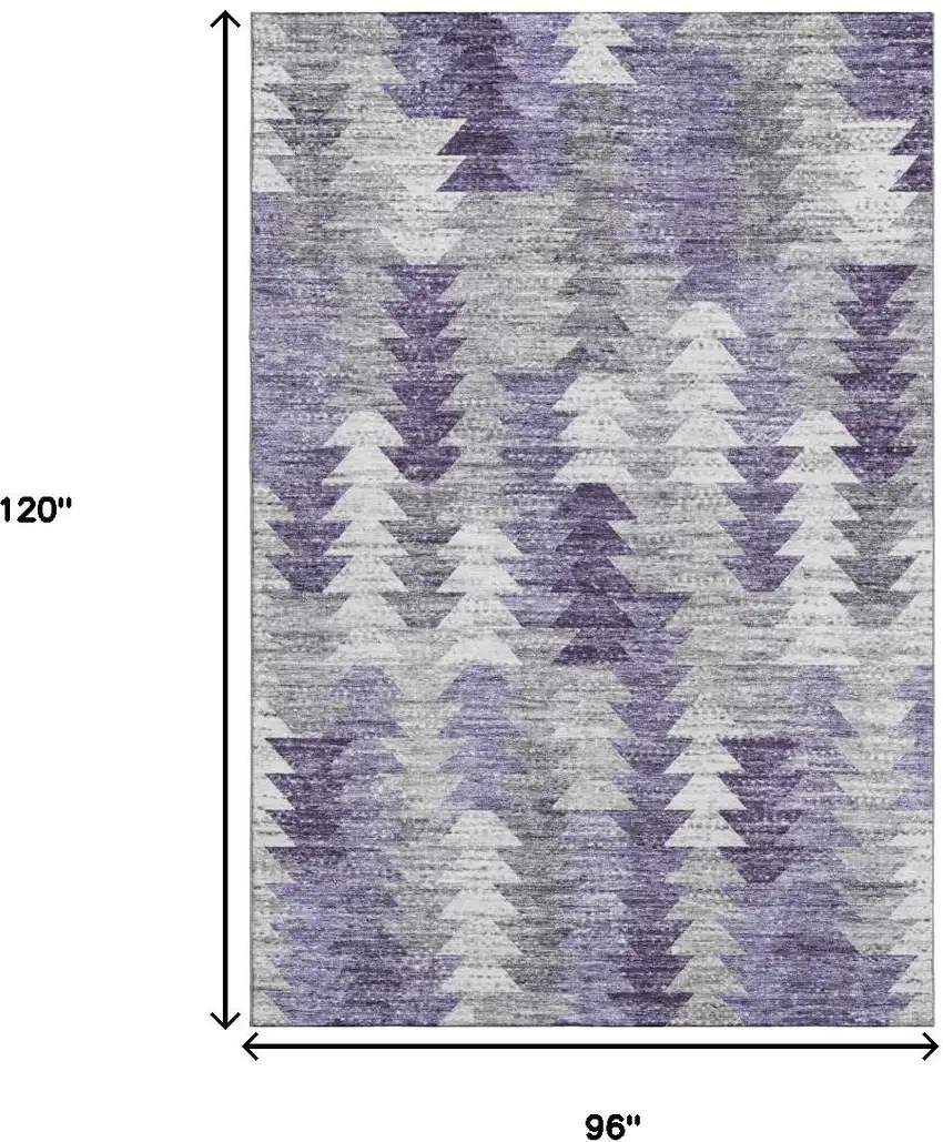 Purple Ivory And Gray Geometric Washable Area Rug With UV Protection Photo 3