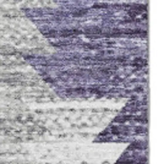 Purple Ivory And Gray Geometric Washable Area Rug With UV Protection Photo 3