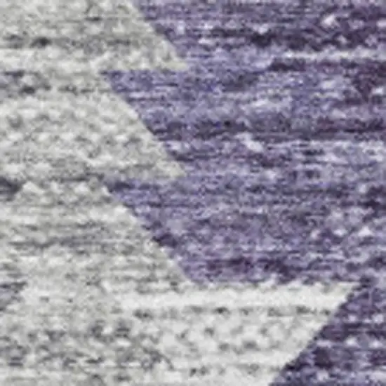 Purple Ivory And Gray Geometric Washable Area Rug With UV Protection Photo 3