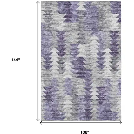 Purple Ivory And Gray Geometric Washable Area Rug With UV Protection Photo 3