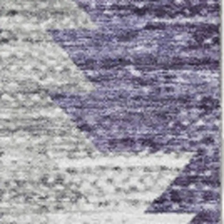 Purple Ivory And Gray Geometric Washable Area Rug With UV Protection Photo 3