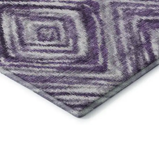 Purple Ivory And Gray Geometric Washable Area Rug With UV Protection Photo 7