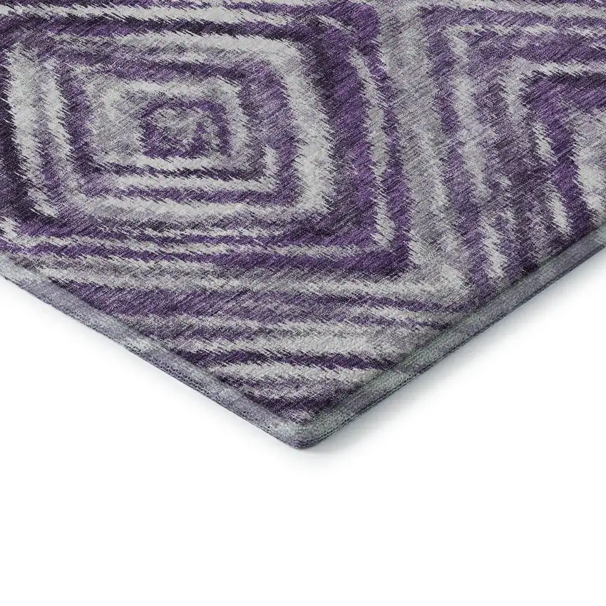 Purple Ivory And Gray Geometric Washable Area Rug With UV Protection Photo 7