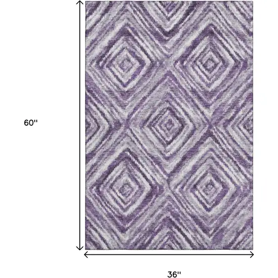 Purple Ivory And Gray Geometric Washable Area Rug With UV Protection Photo 3