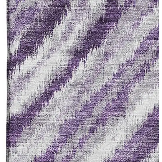 Purple Ivory And Gray Geometric Washable Area Rug With UV Protection Photo 3