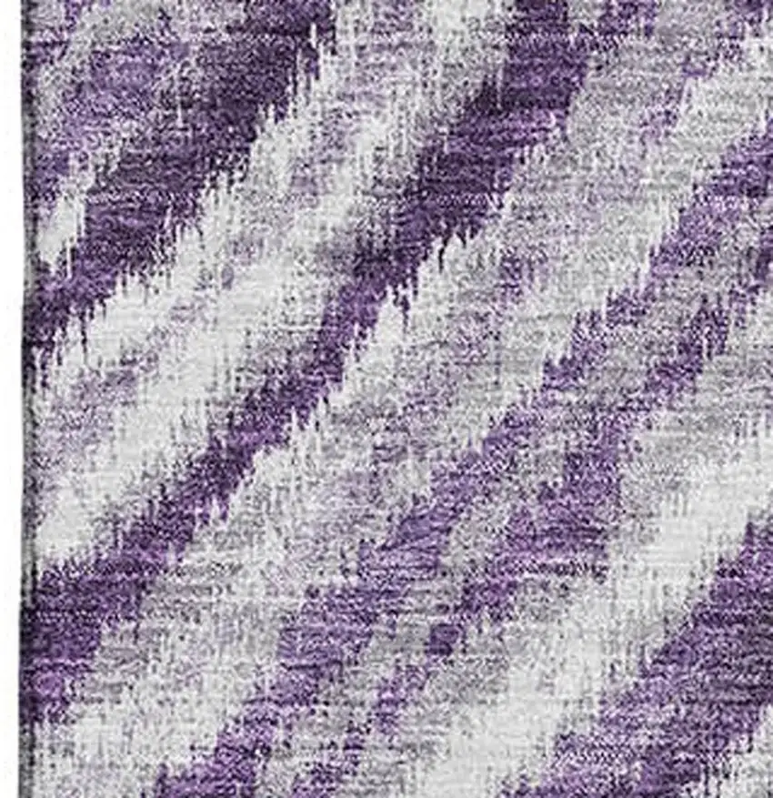 Purple Ivory And Gray Geometric Washable Area Rug With UV Protection Photo 3