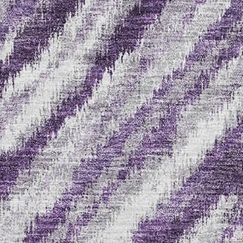 Purple Ivory And Gray Geometric Washable Area Rug With UV Protection Photo 3