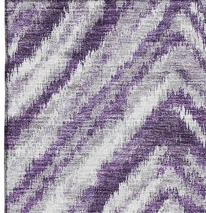 Purple Ivory And Gray Geometric Washable Area Rug With UV Protection Photo 4