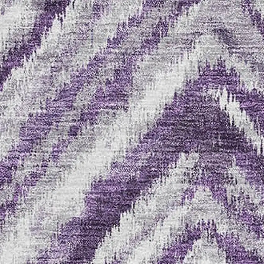 Purple Ivory And Gray Geometric Washable Area Rug With UV Protection Photo 3