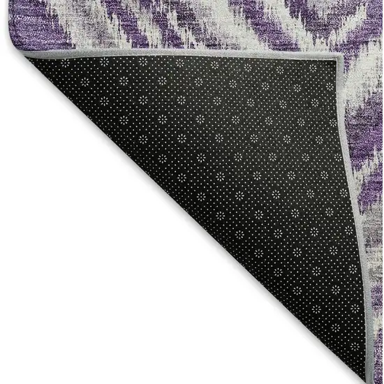 Purple Ivory And Gray Geometric Washable Area Rug With UV Protection Photo 7