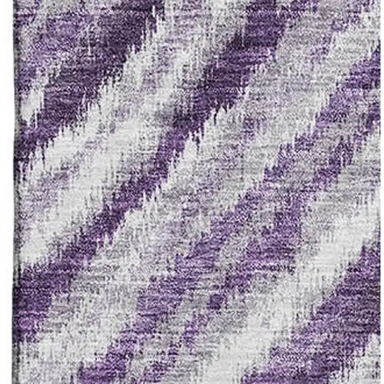 Purple Ivory And Gray Geometric Washable Area Rug With UV Protection Photo 3