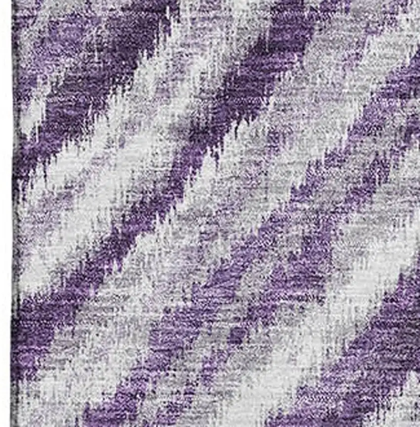Purple Ivory And Gray Geometric Washable Area Rug With UV Protection Photo 3