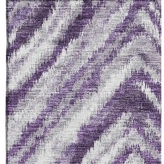 Purple Ivory And Gray Geometric Washable Area Rug With UV Protection Photo 4