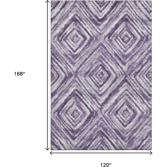 Purple Ivory And Gray Geometric Washable Area Rug With UV Protection Photo 3