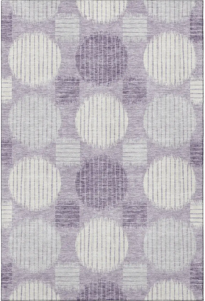 Purple Ivory And Gray Geometric Washable Area Rug With UV Protection Photo 3