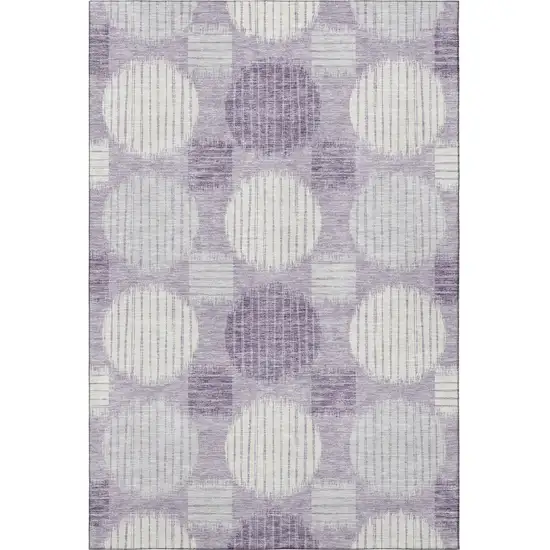 Purple Ivory And Gray Geometric Washable Area Rug With UV Protection Photo 4