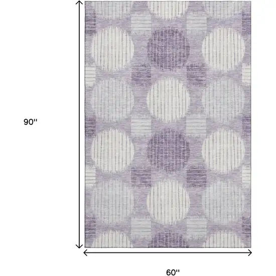 Purple Ivory And Gray Geometric Washable Area Rug With UV Protection Photo 8