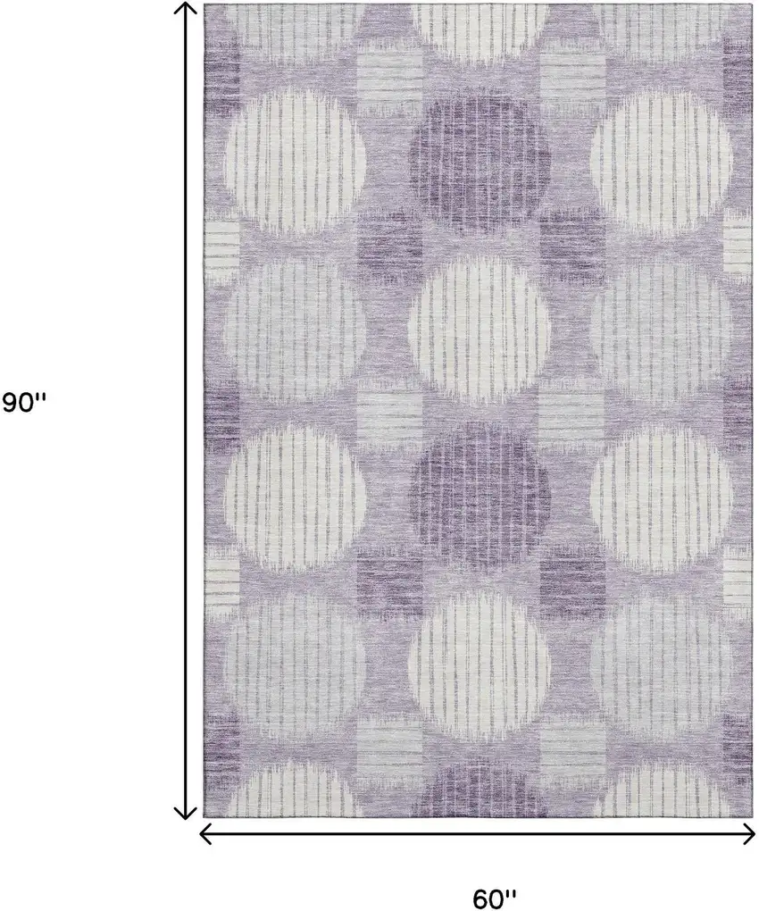 Purple Ivory And Gray Geometric Washable Area Rug With UV Protection Photo 8