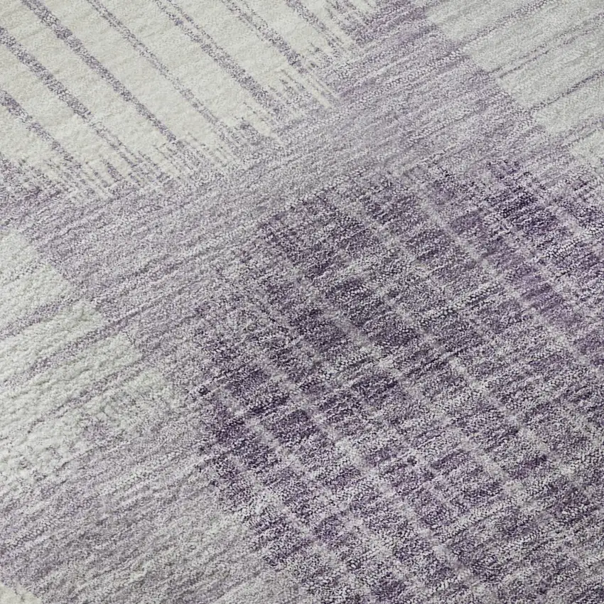 Purple Ivory And Gray Geometric Washable Area Rug With UV Protection Photo 7