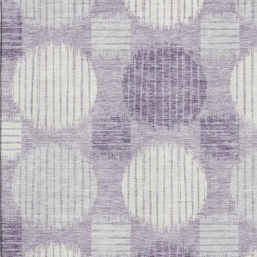 Purple Ivory And Gray Geometric Washable Area Rug With UV Protection Photo 3