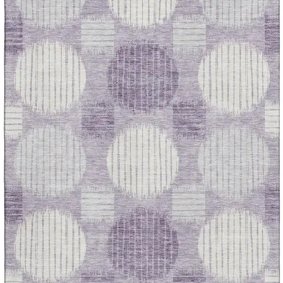 Purple Ivory And Gray Geometric Washable Area Rug With UV Protection Photo 3