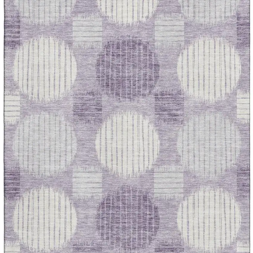 Purple Ivory And Gray Geometric Washable Area Rug With UV Protection Photo 3