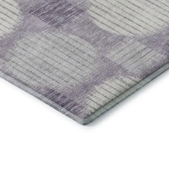 Purple Ivory And Gray Geometric Washable Area Rug With UV Protection Photo 8