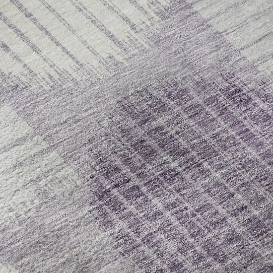 Purple Ivory And Gray Geometric Washable Area Rug With UV Protection Photo 7