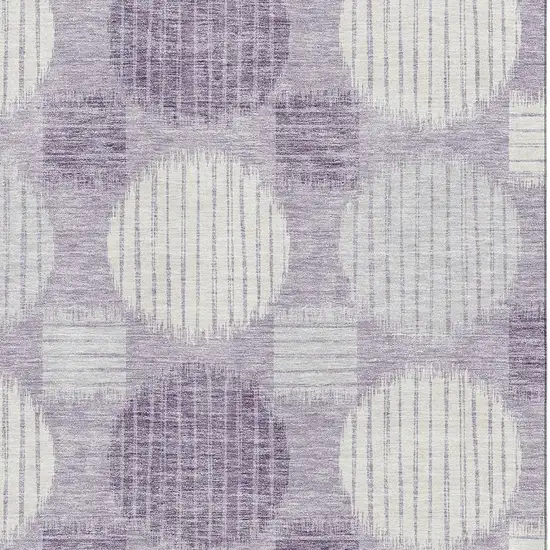 Purple Ivory And Gray Geometric Washable Area Rug With UV Protection Photo 3