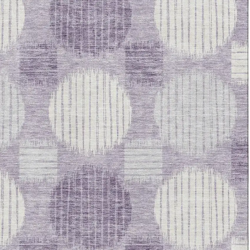 Purple Ivory And Gray Geometric Washable Area Rug With UV Protection Photo 3