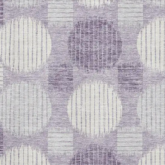 Purple Ivory And Gray Geometric Washable Area Rug With UV Protection Photo 3