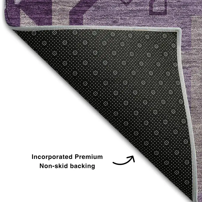 Purple Ivory And Gray Southwestern Washable Area Rug With UV Protection Photo 6