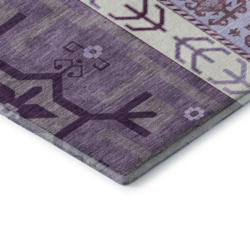 Purple Ivory And Gray Southwestern Washable Area Rug With UV Protection Photo 7