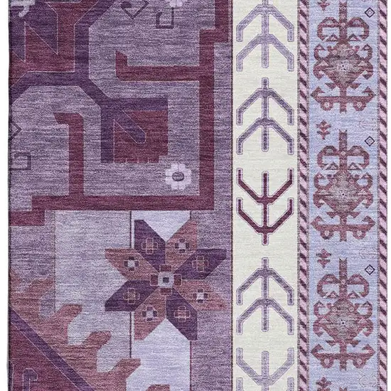 Purple Ivory And Gray Southwestern Washable Area Rug With UV Protection Photo 3