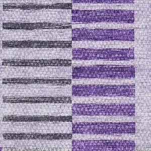 Photo of Purple Ivory And Gray Striped Washable Area Rug With UV Protection