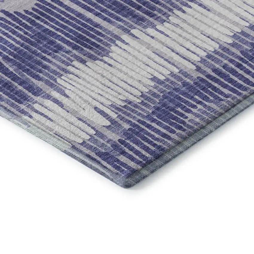Purple Ivory And Gray Striped Washable Area Rug With UV Protection Photo 8