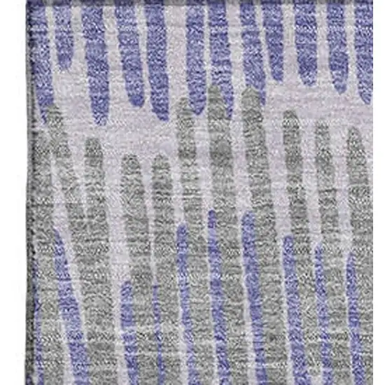 Purple Ivory And Gray Striped Washable Area Rug With UV Protection Photo 3