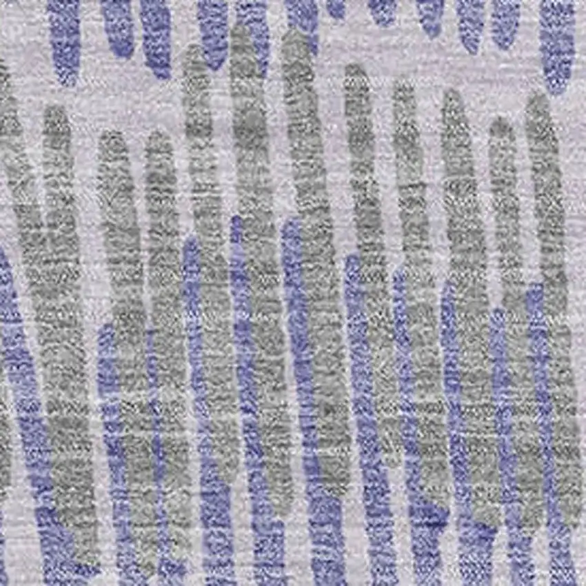 Purple Ivory And Gray Striped Washable Area Rug With UV Protection Photo 3